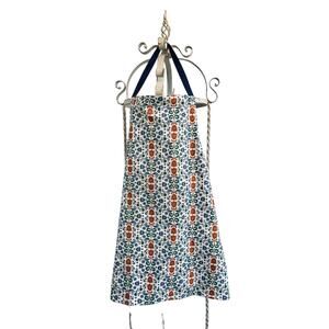 Holland America Apron Dutch Design Rust Tulips Blue Hearts Anchors Tie Back